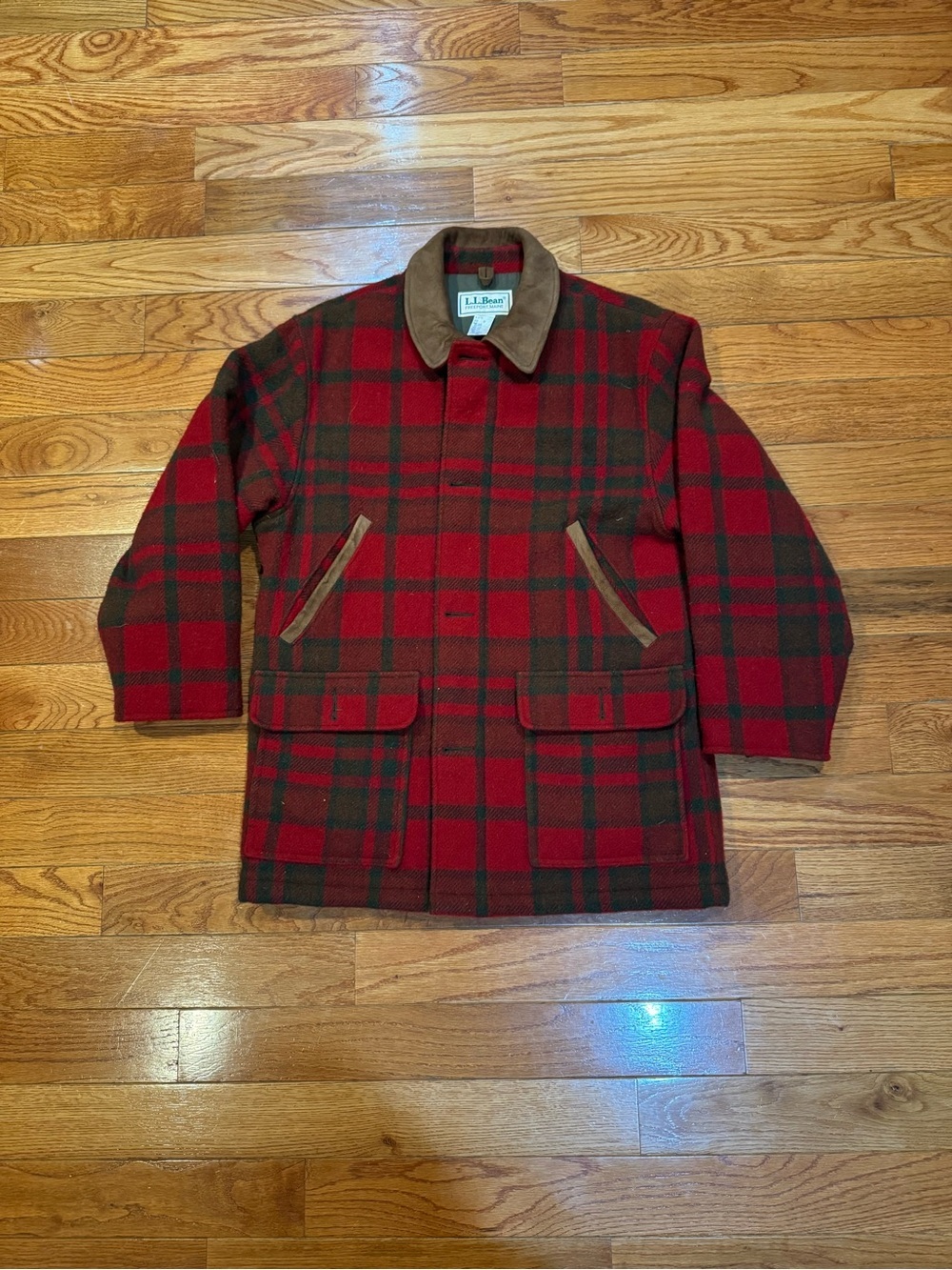 Vintage LL Bean Wool Plaid Barn Hunting Jacket Made In USA M